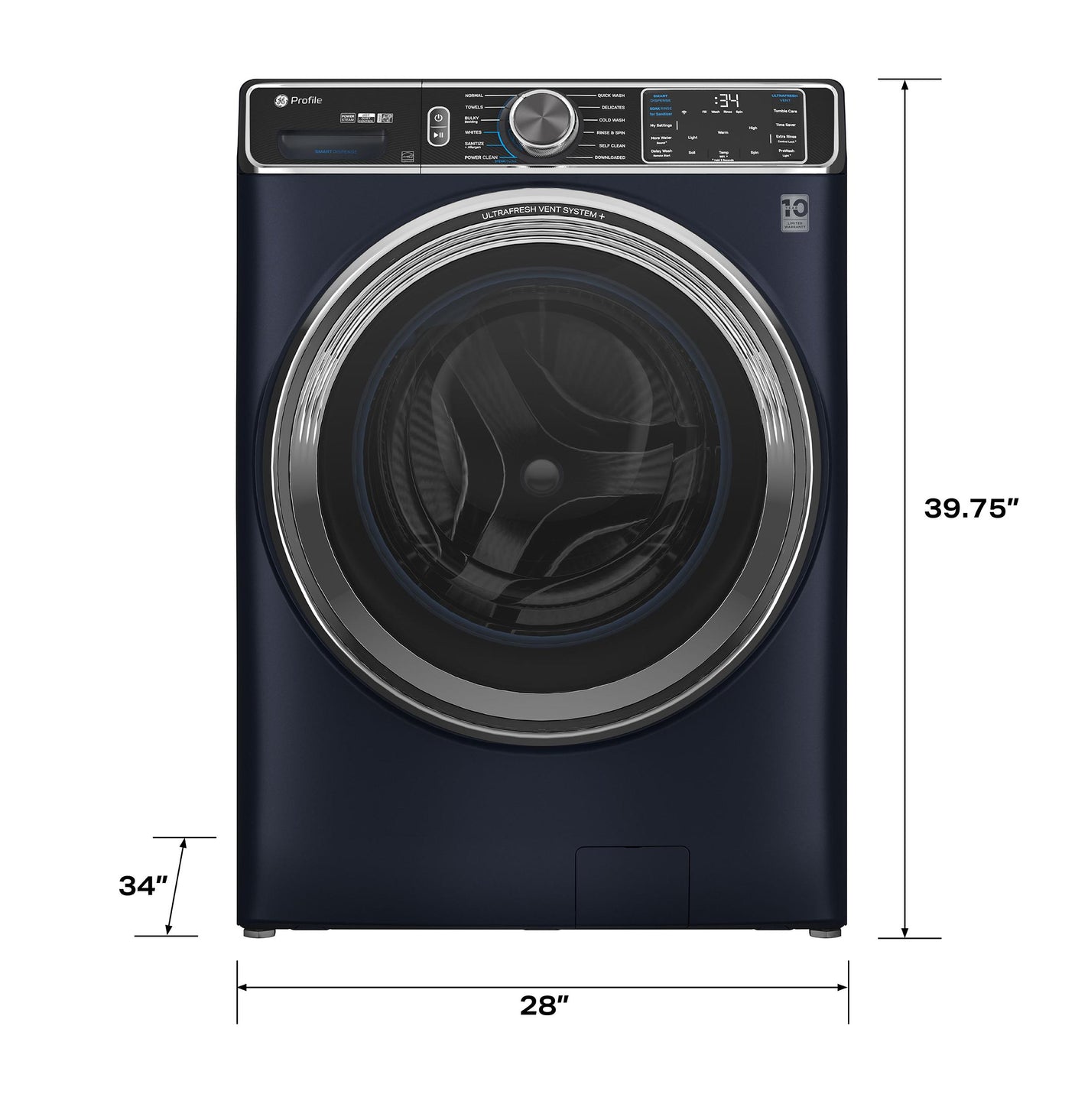 GE Profile™ 5.3 cu. ft. Capacity Smart Front Load ENERGY STAR® Washer with UltraFresh™ Vent System+ with OdorBlock™