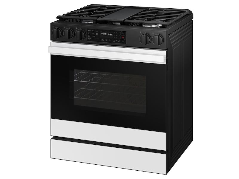 Bespoke 6.0 cu. ft. Smart Slide-In Gas Range with Air Fry & Precision Knobs in White Glass