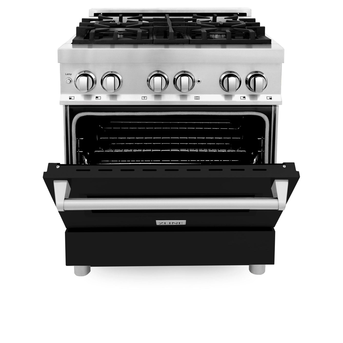 ZLINE 30 in. Dual Fuel Range with Gas Stove and Electric Oven in Stainless Steel (RA30) [Color: Black Matte]