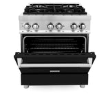 ZLINE 30 in. Dual Fuel Range with Gas Stove and Electric Oven in Stainless Steel (RA30) [Color: Black Matte]