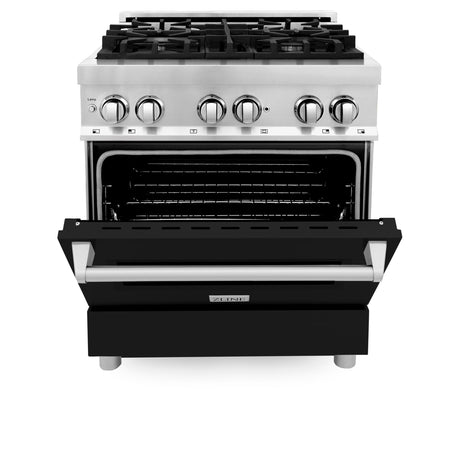 ZLINE 30 in. Dual Fuel Range with Gas Stove and Electric Oven in Stainless Steel (RA30) [Color: Black Matte]