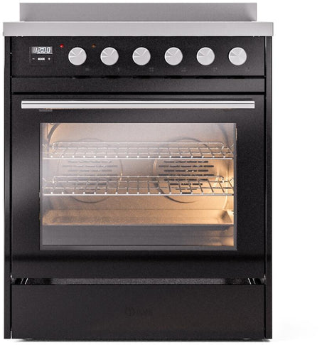 Professional Plus II 30 Inch Electric Freestanding Range in Glossy Black with Trim