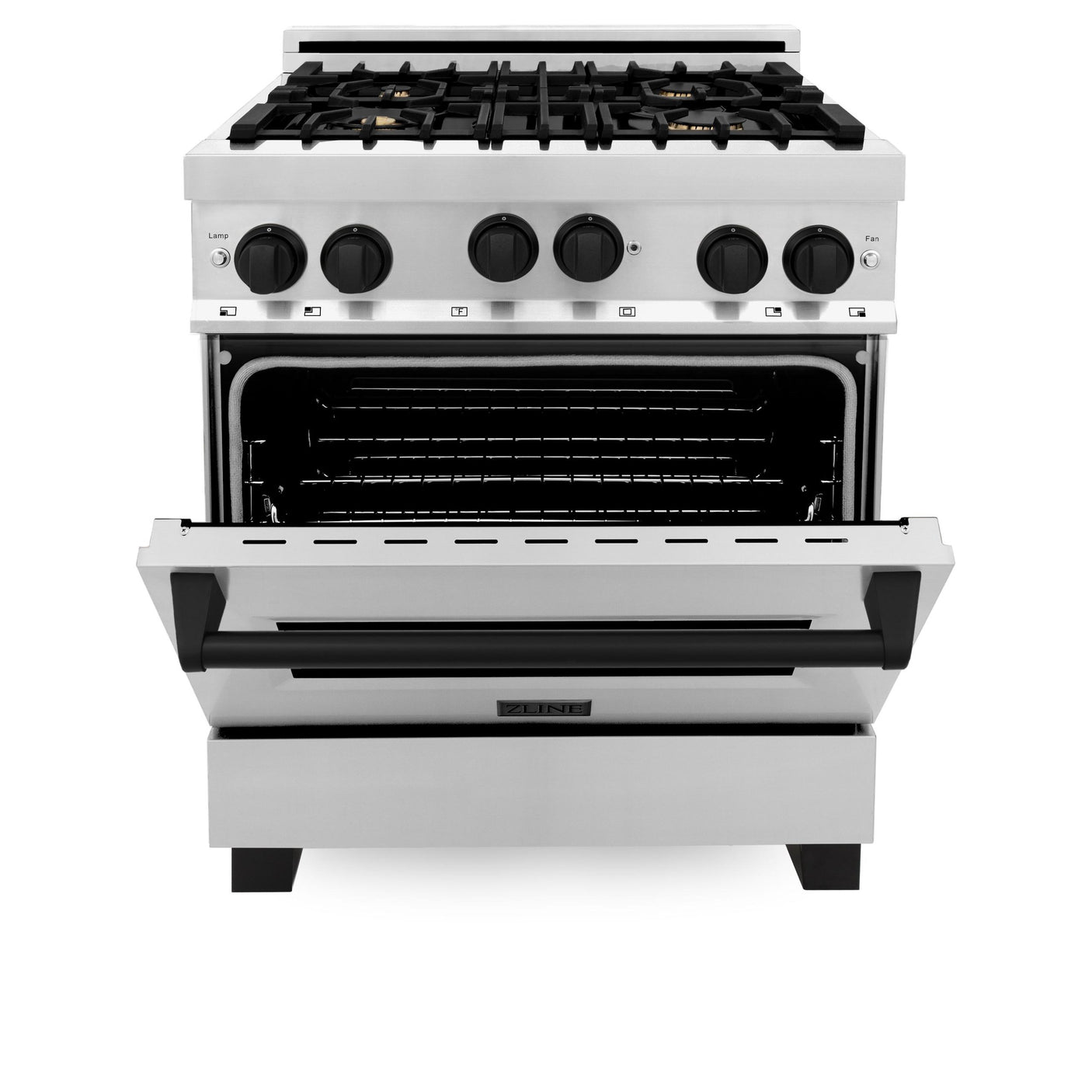 ZLINE Autograph Edition 30" 4.0 cu. ft. Range with Gas Stove and Gas Oven in Stainless Steel with Accents (RGZ-30) [Color: Matte Black]