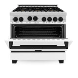 ZLINE Autograph Edition 36" 4.6 cu. ft. Range with Gas Stove and Gas Oven in Stainless Steel with White Matte Door and Accents (RGZ-WM-36) [Color: Matte Black]