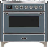 Majestic II 36 Inch Dual Fuel Liquid Propane Freestanding Range in Blue Grey with Chrome Trim