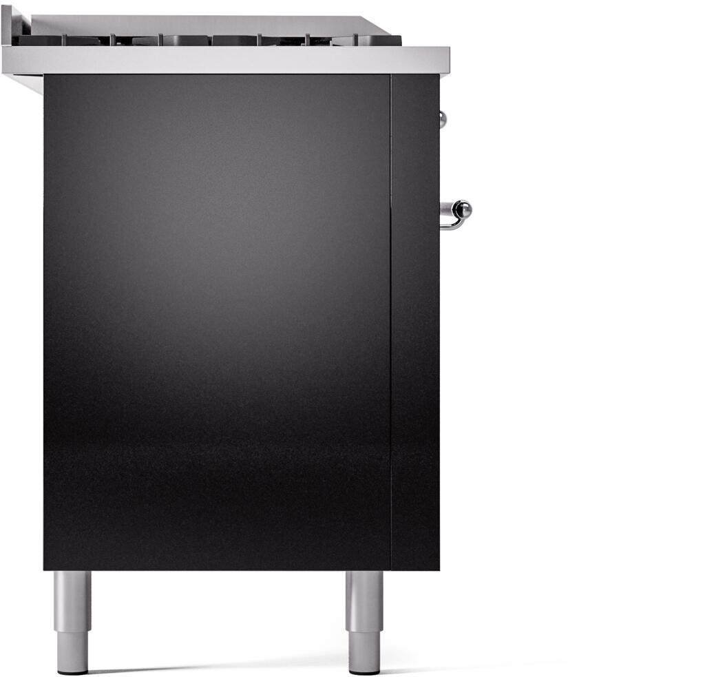 Nostalgie II 60 Inch Dual Fuel Liquid Propane Freestanding Range in Glossy Black with Chrome Trim