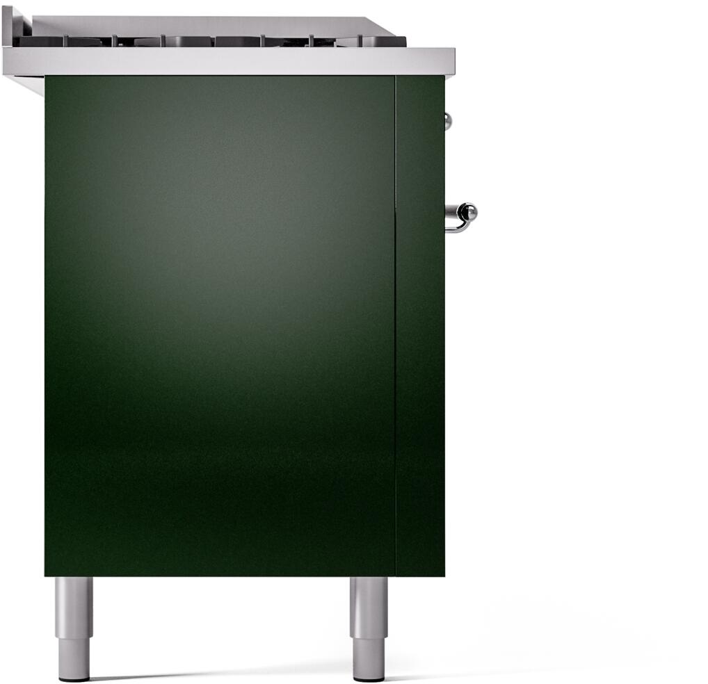 Nostalgie II 60 Inch Dual Fuel Natural Gas Freestanding Range in Emerald Green with Chrome Trim