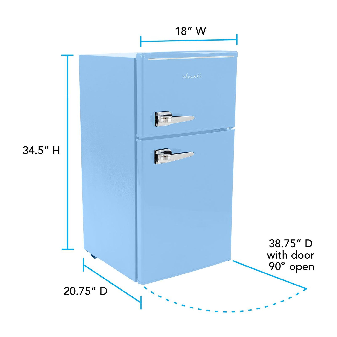 Avanti Retro Series Compact Refrigerator and Freezer, 3.0 cu. ft. - Seafoam Green / 3.0 cu. ft.