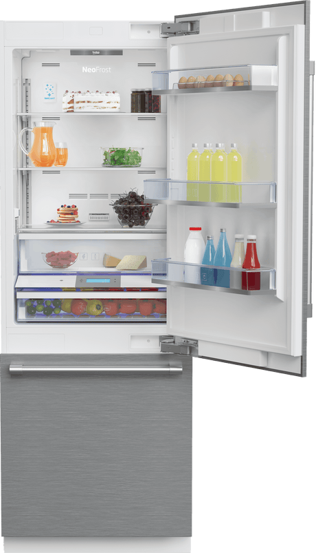 30" Stainless Steel Freezer Bottom Built-In Refrigerator with Auto Ice Maker, WaterDispenser