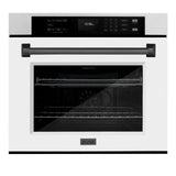 ZLINE 30 in. Autograph Edition Professional True Convection Single Wall Oven with Air Fry and Self Clean in DuraSnow' Stainless Steel with White Matte Door and Matte Black Handle (WASSZ-WM-30-MB)