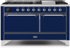 Majestic II 60 Inch Dual Fuel Liquid Propane Freestanding Range in Midnight Blue with Chrome Trim