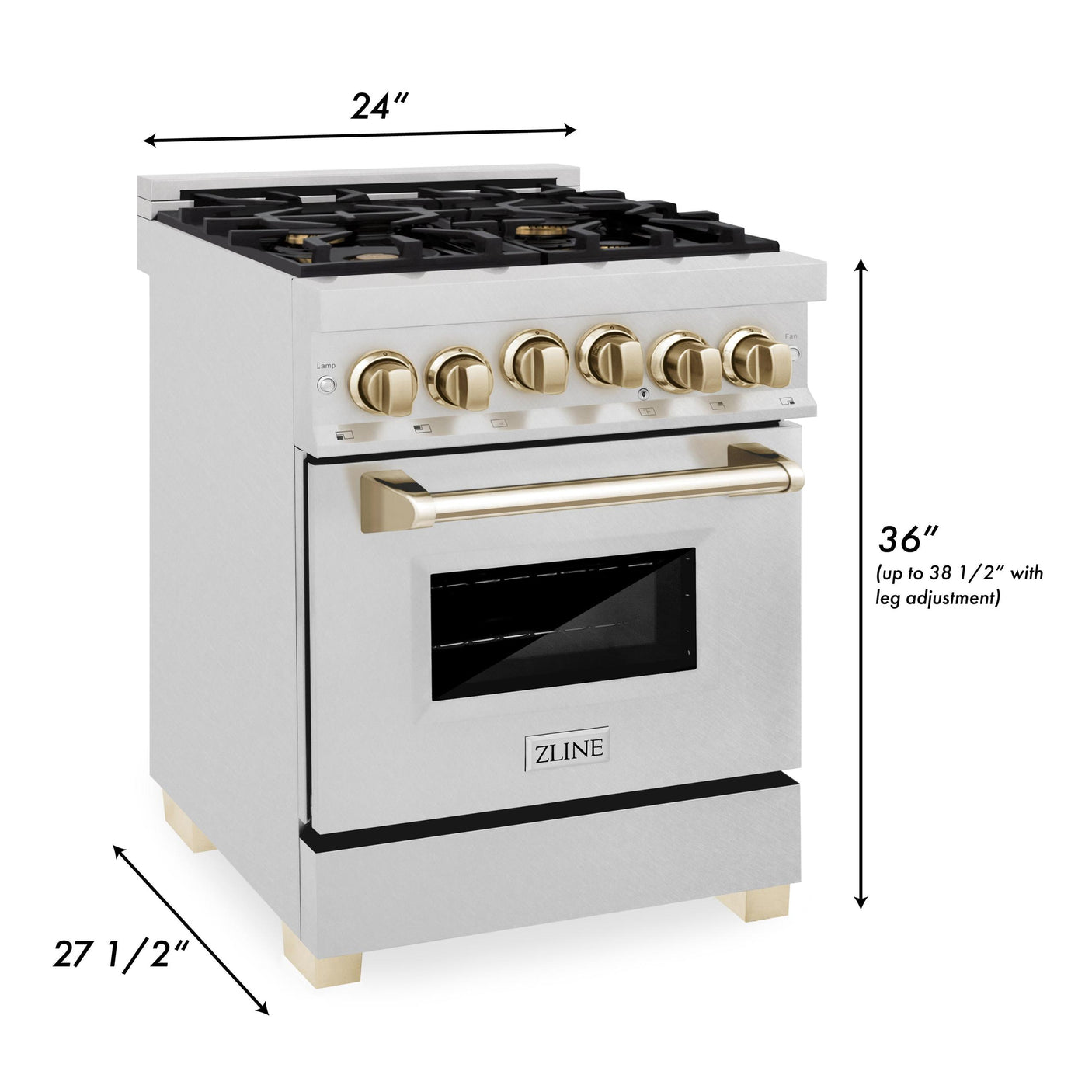 ZLINE Autograph Edition 24" 2.8 cu. ft. Range with Gas Stove and Gas Oven in DuraSnow Stainless Steel with Champagne Bronze Accents (RGSZ-SN-24) [Color: Champagne Bronze]