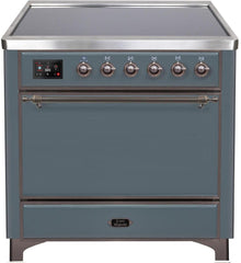 Majestic II 36 Inch Electric Freestanding Range in Blue Grey with Bronze Trim