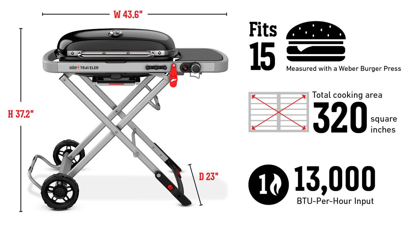 Weber Traveler® Portable Gas Grill - Black