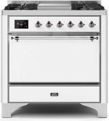 Majestic II 36 Inch Dual Fuel Liquid Propane Freestanding Range in White with Chrome Trim