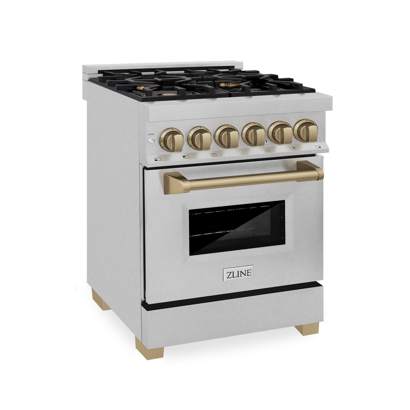 ZLINE Autograph Edition 24 in. 2.8 cu. ft. Dual Fuel Range with Gas Stove and Electric Oven in DuraSnow Stainless Steel with Accents (RASZ-SN-24) [Color: Champagne Bronze]