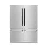 ZLINE 60" Autograph Edition 32.2 cu. ft. Built-in 4-Door French Door Refrigerator with Internal Water and Ice Dispenser in Fingerprint Resistant Stainless Steel with Matte Black Accents (RBIVZ-SN-60-MB)