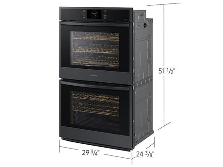 30" Double Wall Oven with Steam Cook in Matte Black Steel