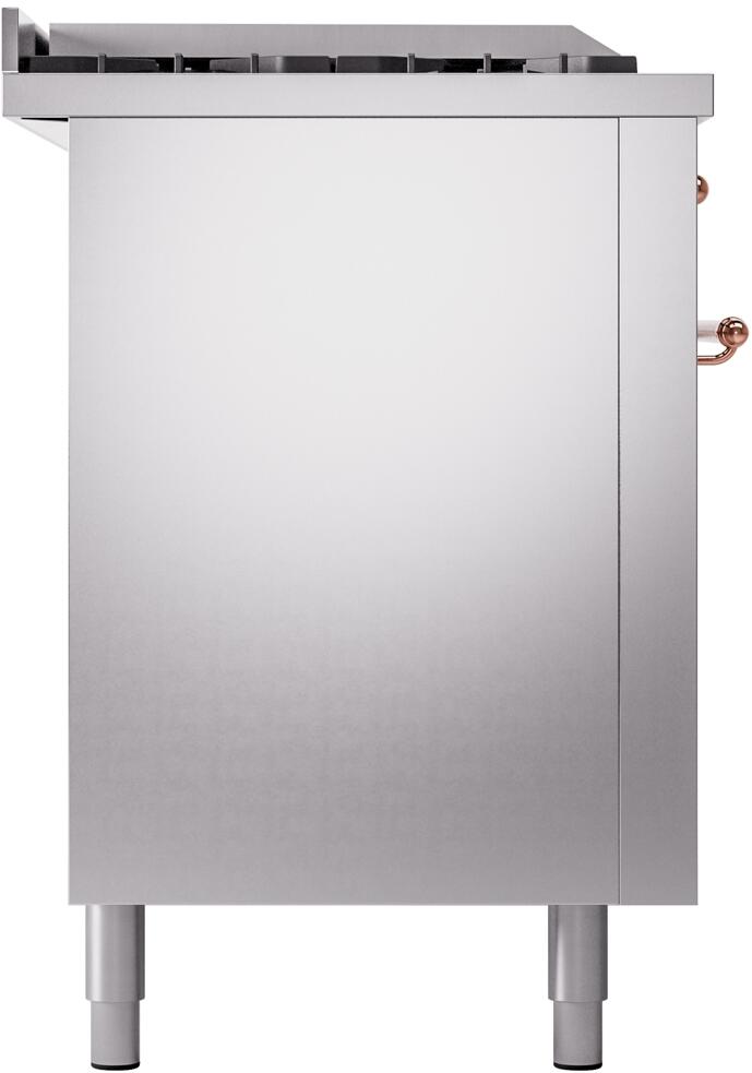 Nostalgie II 60 Inch Dual Fuel Natural Gas Freestanding Range in Stainless Steel with Copper Trim