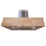 ZLINE Remote Blower Designer Series Wooden Island Mount Range Hood in Butcher Block (681iM-RD) [Size: 36 Inch, CFM: 700]