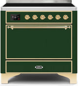 Majestic II 36 Inch Electric Freestanding Range in Emerald Green with Brass Trim