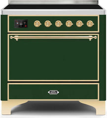 Majestic II 36 Inch Electric Freestanding Range in Emerald Green with Brass Trim