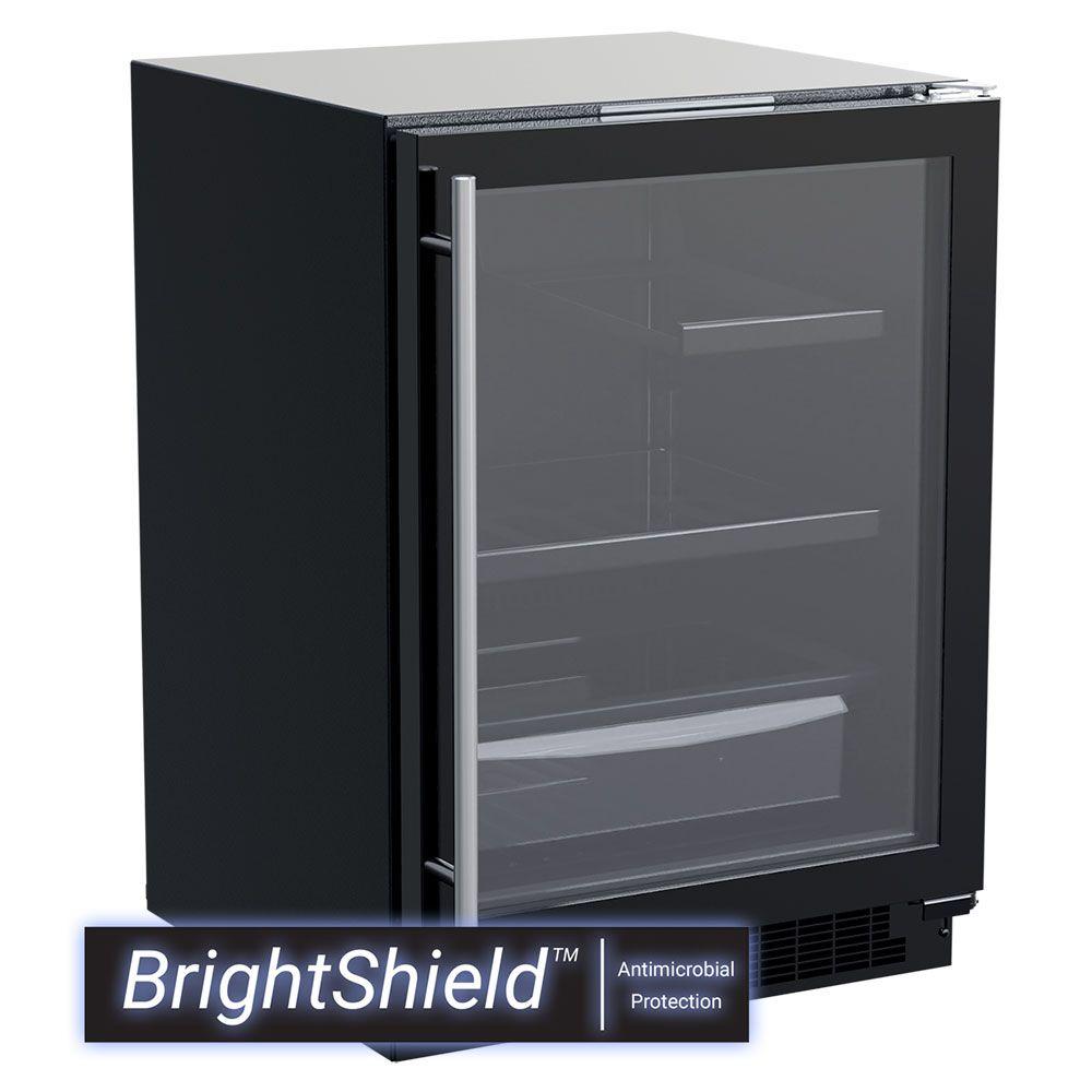 24-In Marvel Refrigerator With Brightshield with Brightshield\u2122 - Yes, Door Style - Black Frame Glass