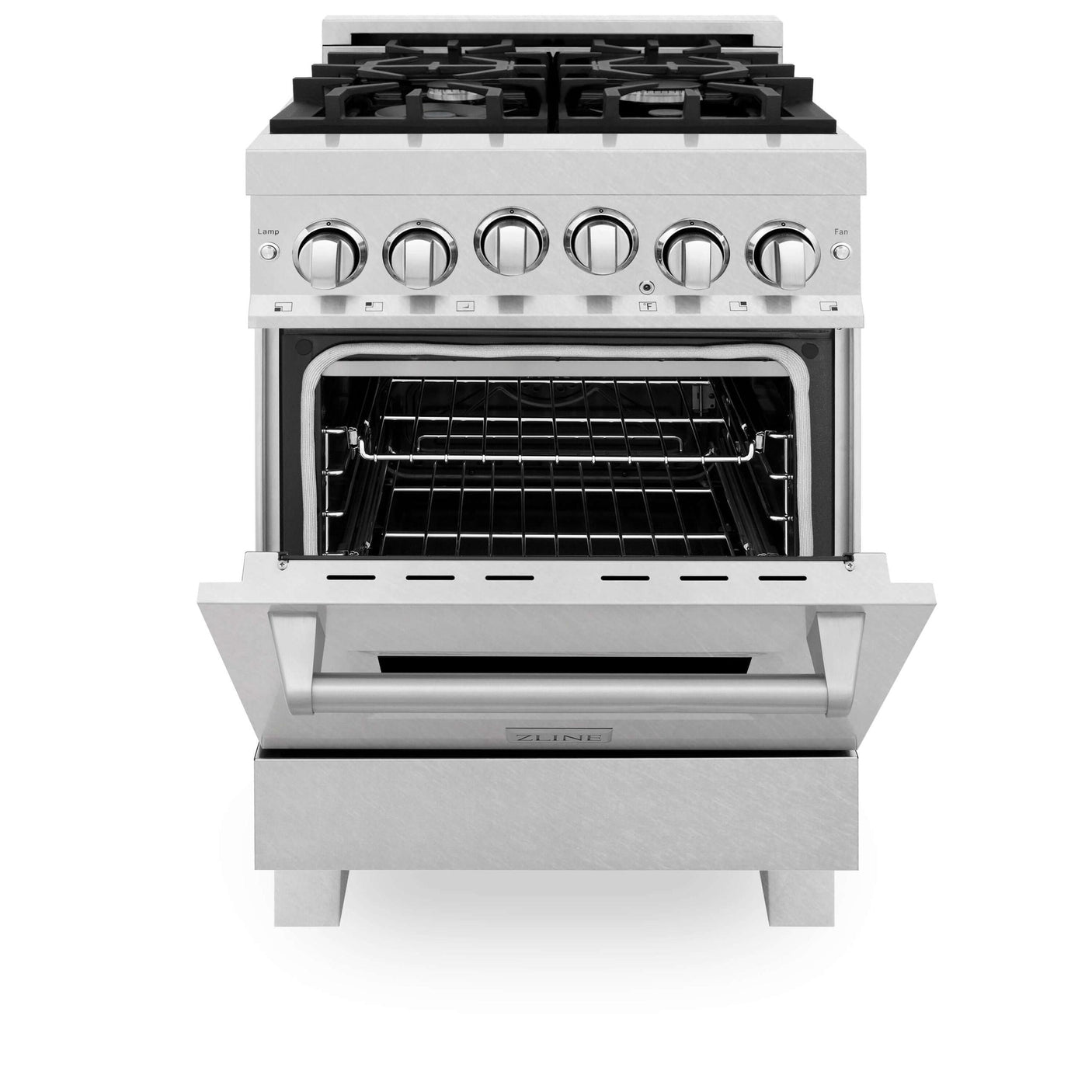 ZLINE 24 in. 2.8 cu. ft. Range with Gas Stove and Gas Oven in DuraSnow Stainless Steel (RGS-SN-24) [Color: DuraSnow Stainless Steel with Brass Burners]