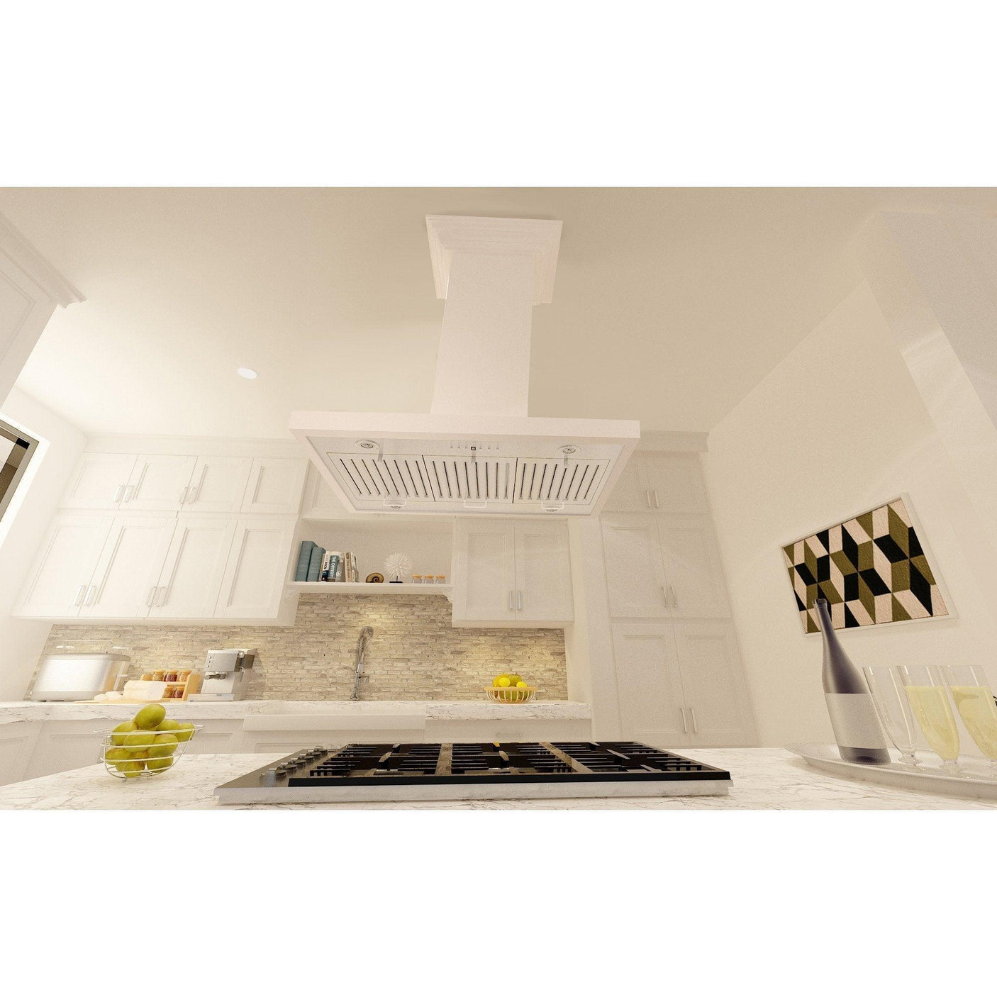 ZLINE Wooden Island Mount Range Hood in Cottage White (KBiTT)