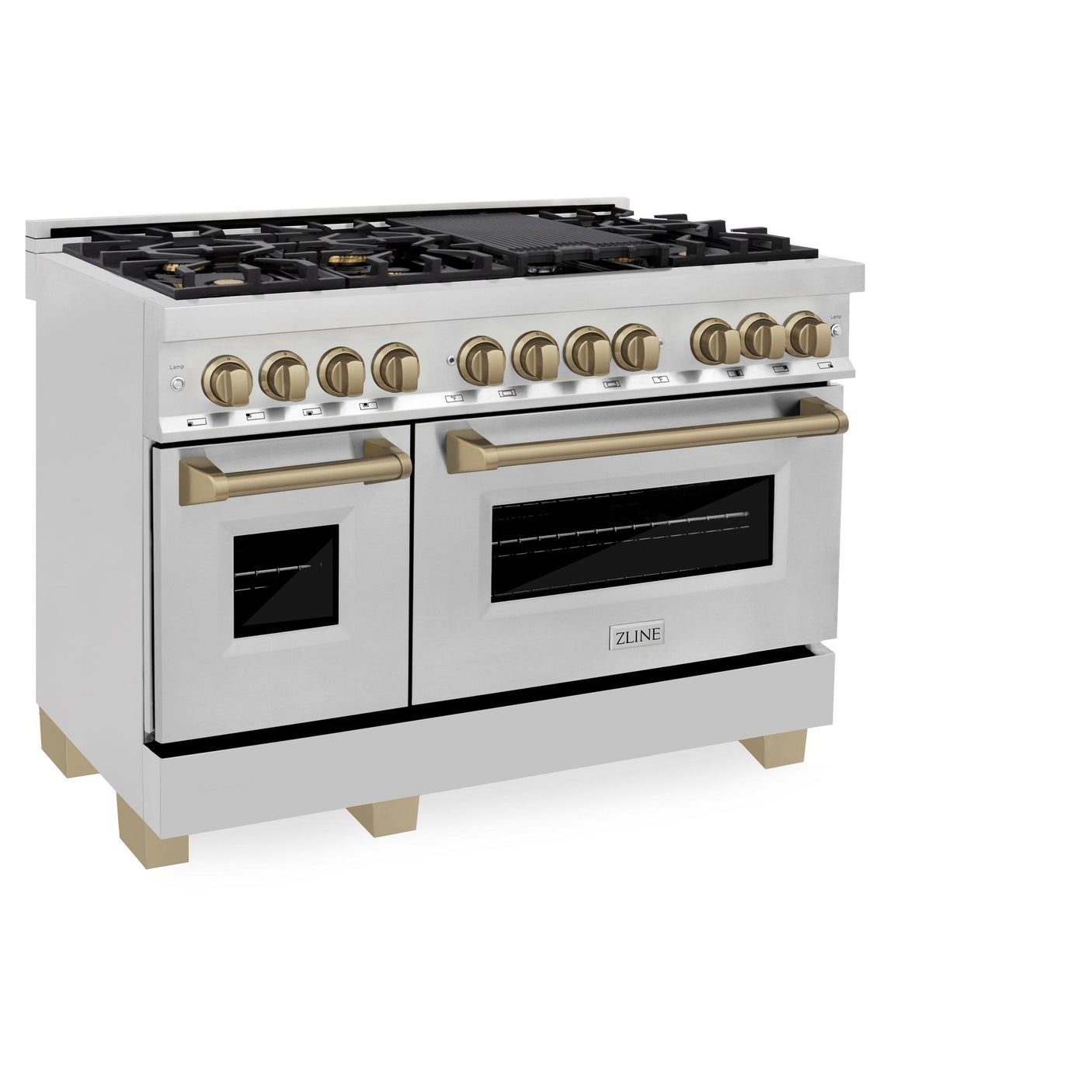 ZLINE Autograph Edition 48" 6.0 cu. ft. Dual Fuel Range with Gas Stove and Electric Oven in Stainless Steel with Accents (RAZ-48) [Color: Champagne Bronze]