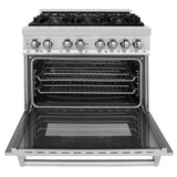 ZLINE 36 in. Dual Fuel Range with Gas Stove and Electric Oven in Stainless Steel (RA36) [Color: Stainless Steel with Brass Burners]