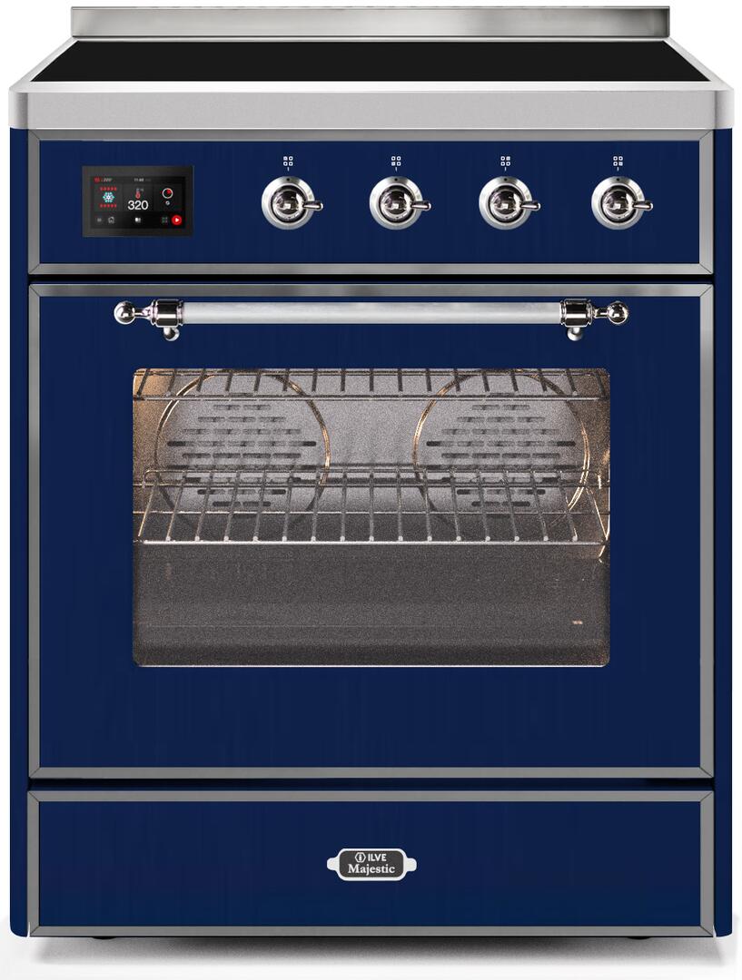 Majestic II 30 Inch Electric Freestanding Range in Blue with Chrome Trim