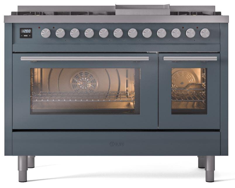 Professional Plus II 48 Inch Dual Fuel Liquid Propane Freestanding Range in Blue Grey with Trim