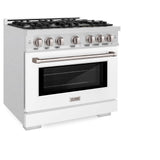 ZLINE 36 in. 5.2 cu. ft. Select Gas Range with 6 Burner Cooktop and Convection Gas Oven in DuraSnow' Stainless Steel with White Matte Door (HGRS-WM-36)