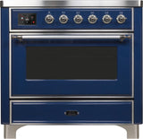 Majestic II 36 Inch Electric Freestanding Range in Blue with Chrome Trim