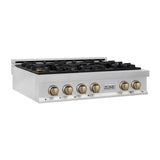 ZLINE 36 In. Autograph Edition Rangetop in Stainless Steel with Champagne Bronze Accents (RTZ-36-CB)