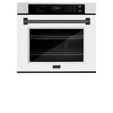 ZLINE 30 in. Autograph Edition Professional True Convection Single Wall Oven with Air Fry and Self Clean in DuraSnow' Stainless Steel with White Matte Door and Matte Black Handle (WASSZ-WM-30-MB)