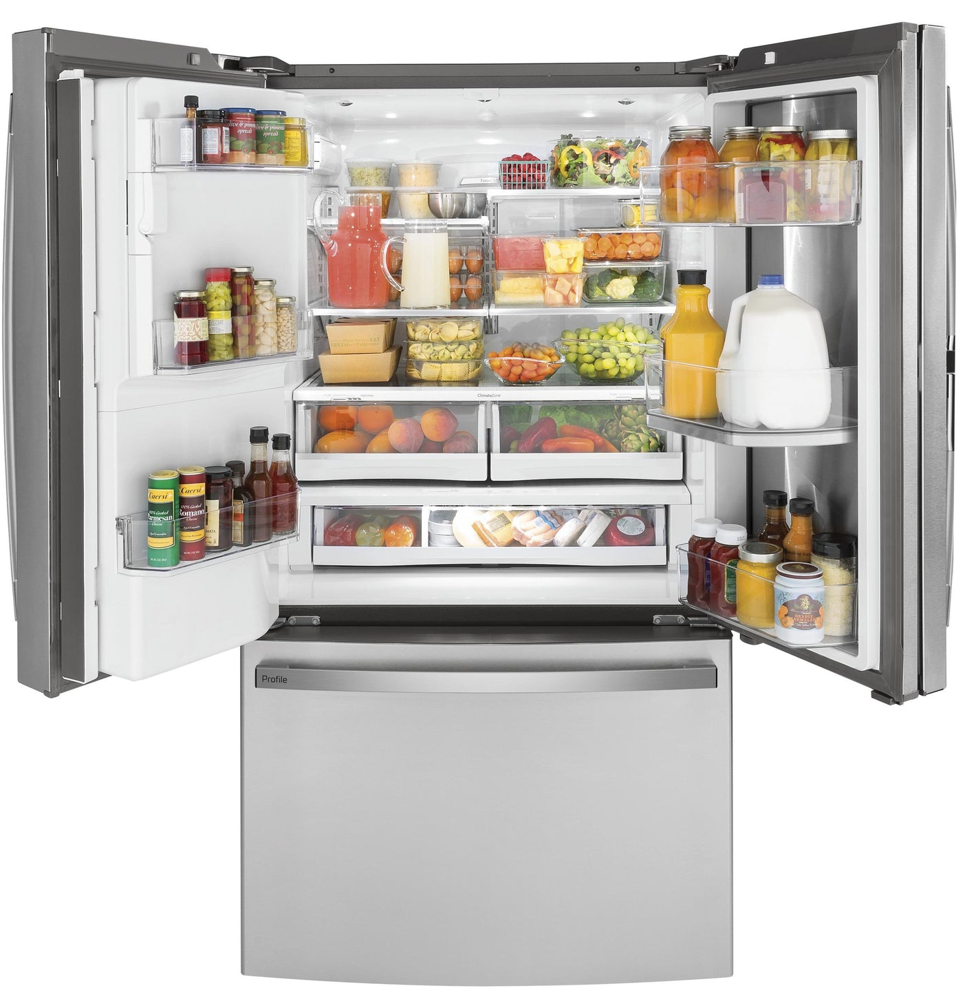 GE Profile™ 22.1 Cu. Ft. Counter-Depth Fingerprint Resistant French-Door Refrigerator with Door In Door and Hands-Free AutoFill