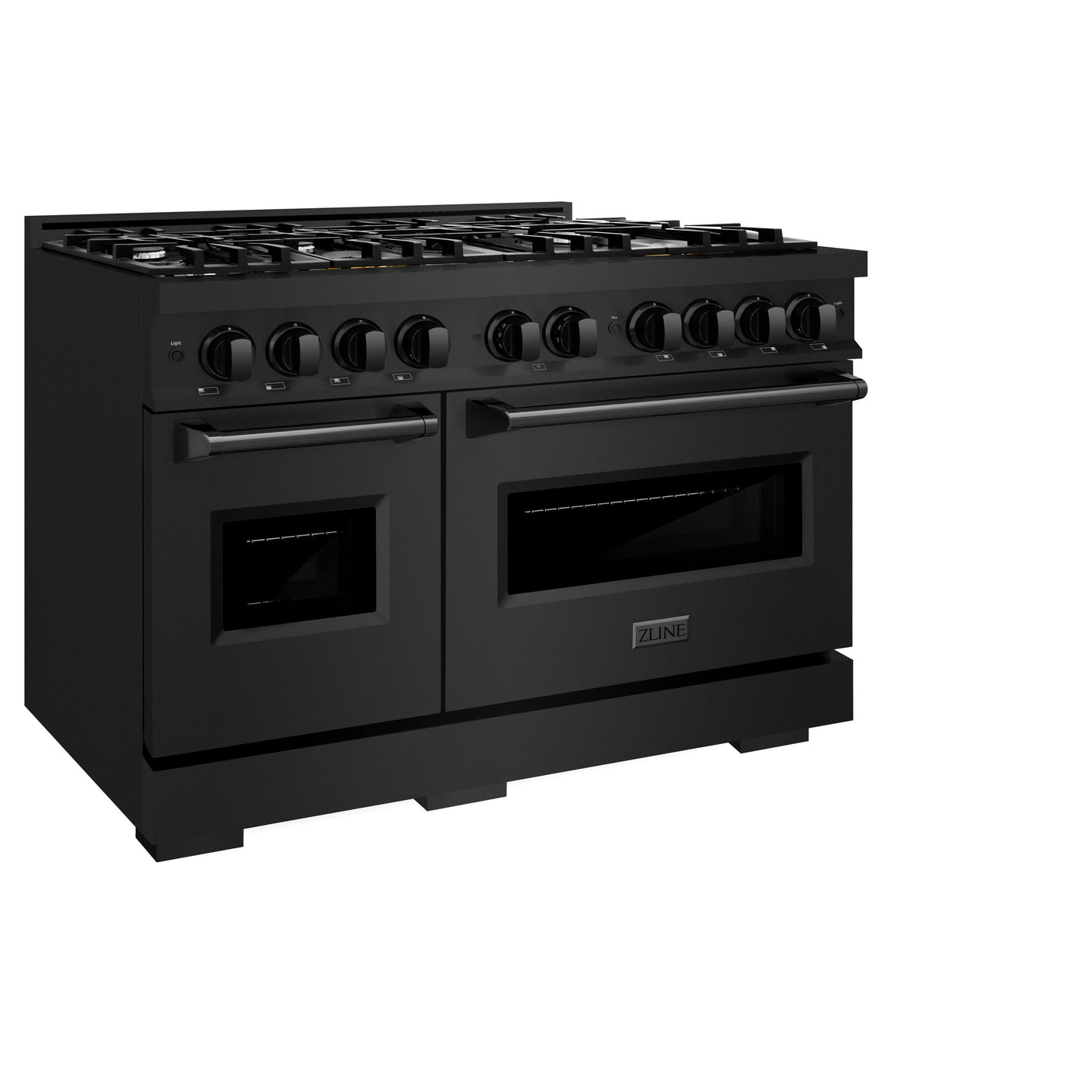 ZLINE 48 in. 6.7 cu. ft. Classic Double Oven Dual Fuel Range with 8 Burner Gas Cooktop in Black Stainless Steel (CDRB-48)