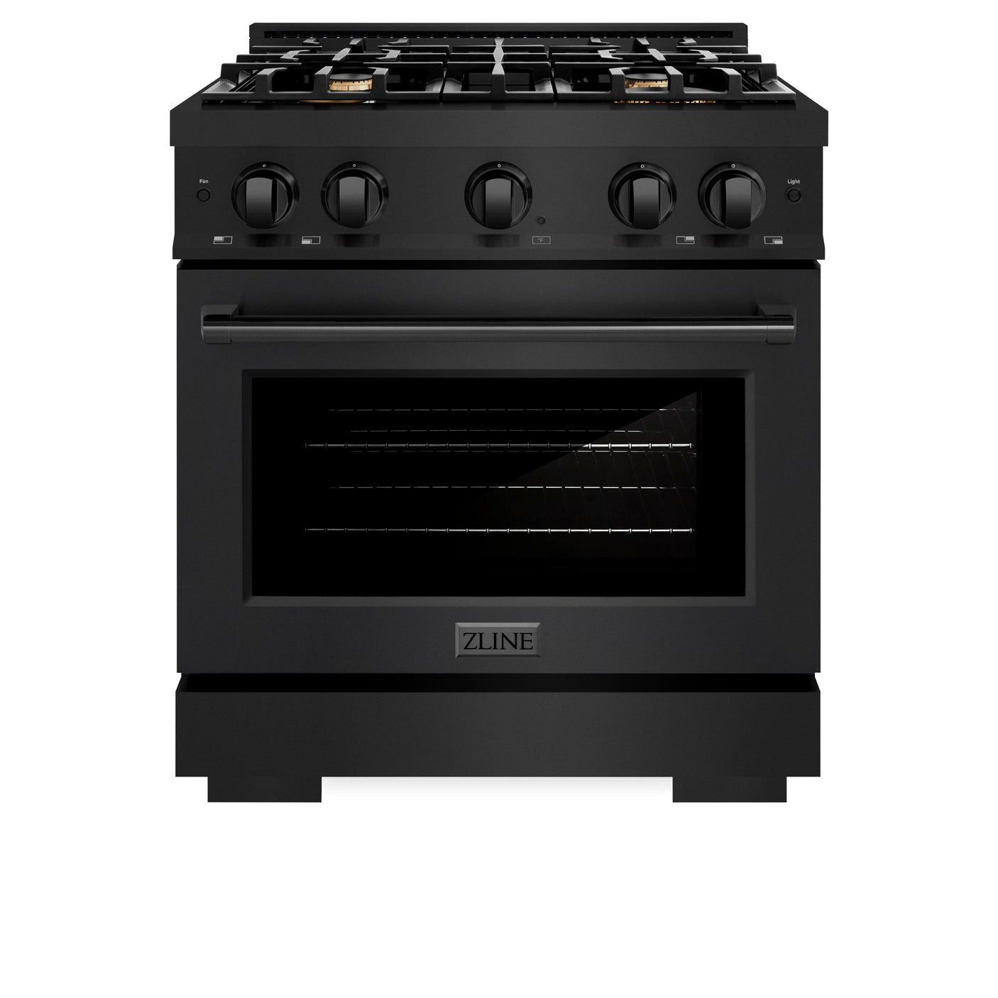 ZLINE 30 in. 4.2 cu. ft. Select Gas Range with Convection Gas Oven in Black Stainless Steel with 4 Brass Burners (HGRB-BR-30)