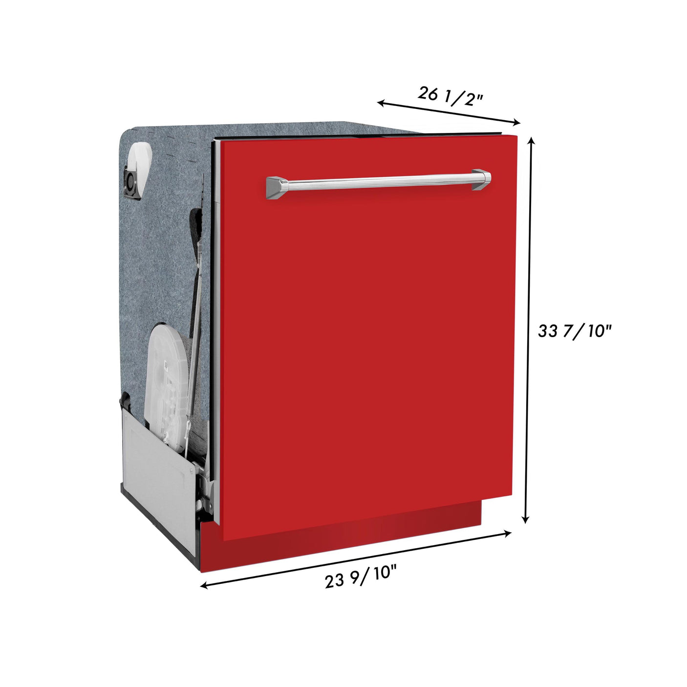 ZLINE 24" Monument Series 3rd Rack Top Touch Control Dishwasher with Stainless Steel Tub, 45dBa (DWMT-24) [Color: Red Gloss]