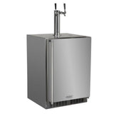 Outdoor 24" Twin Tap Built In Beer Dispenser with Stainless Steel Door - Solid Stainless Steel Door With Lock - Left Hinge