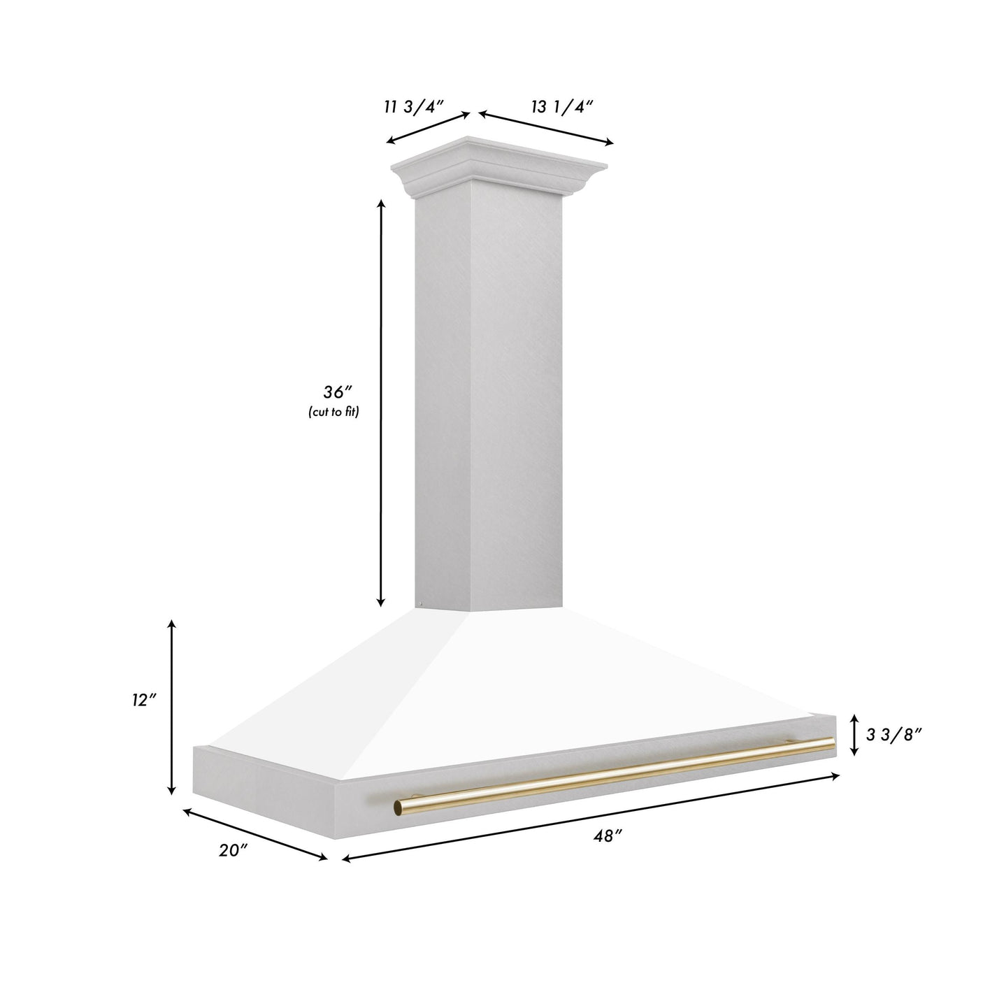 ZLINE 48 in. Autograph Edition DuraSnow Stainless Steel Range Hood with White Matte Shell and Accented Handles (KB4SNZ-WM48) [Color: Gold Accents]