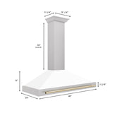 ZLINE 48 in. Autograph Edition DuraSnow Stainless Steel Range Hood with White Matte Shell and Accented Handles (KB4SNZ-WM48) [Color: Gold Accents]