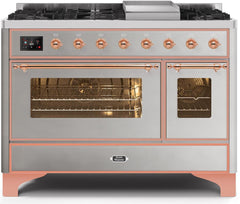 Majestic II 48 Inch Dual Fuel Natural Gas Freestanding Range in Stainless Steel with Copper Trim