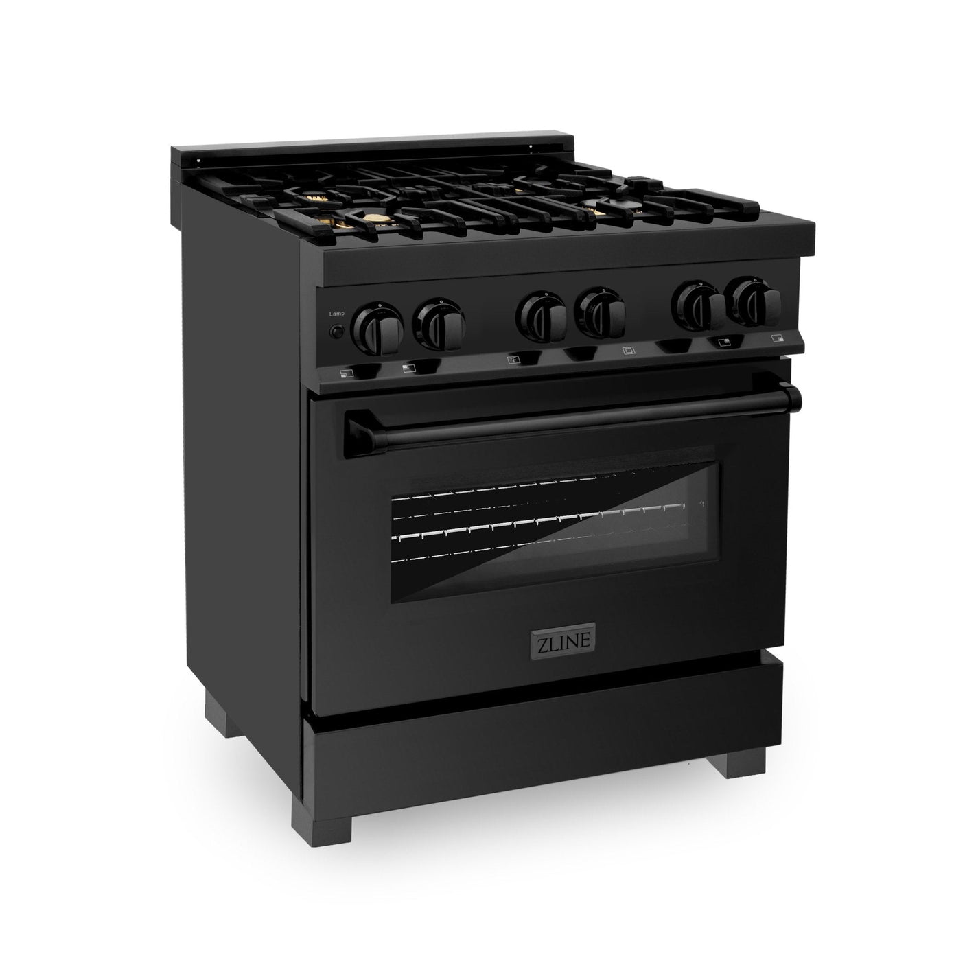 ZLINE 30 in. 4.0 cu. ft. Dual Fuel Range with Gas Stove and Electric Oven in Black Stainless Steel (RAB-30)