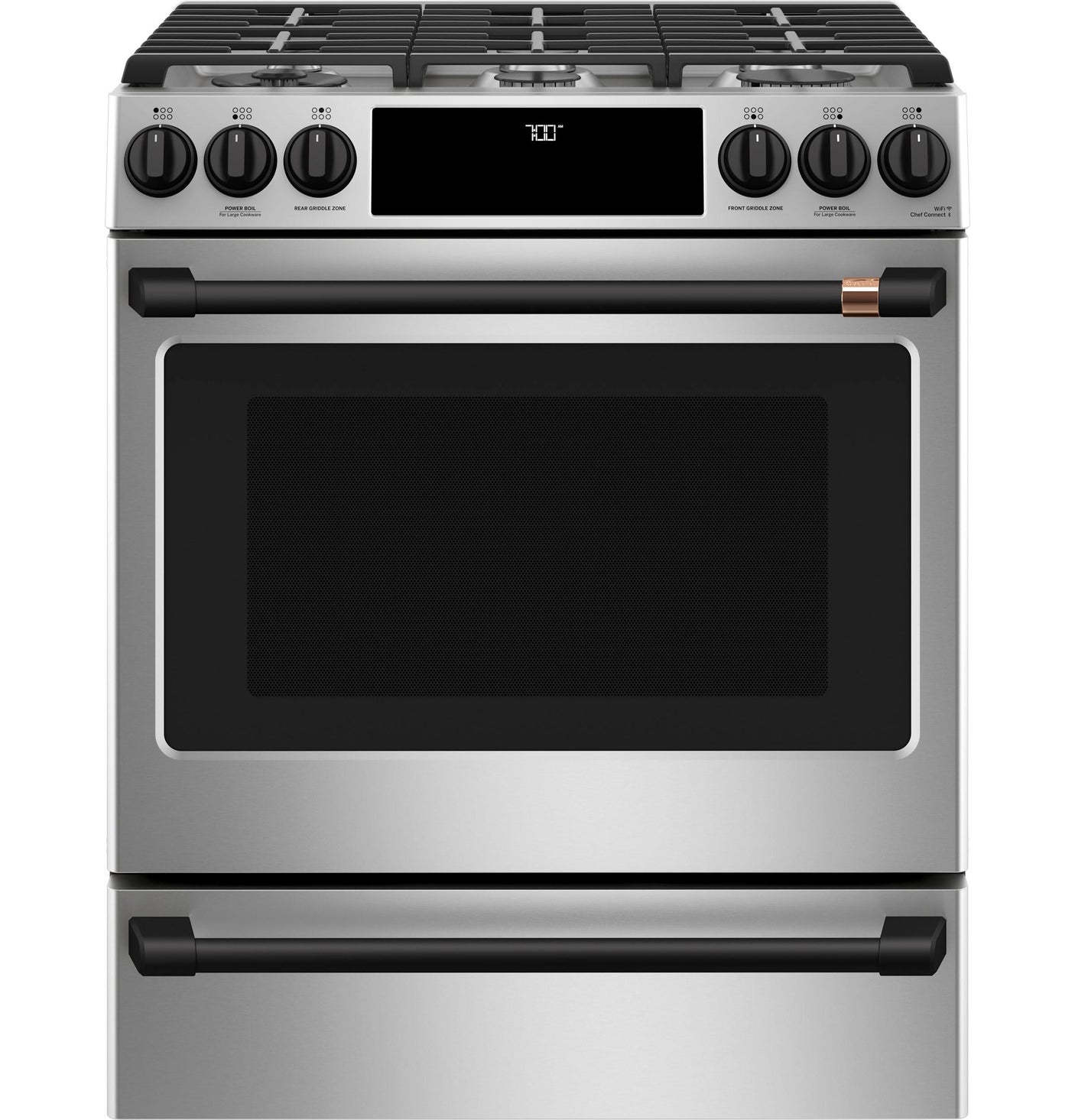 Café™ 30" Smart Slide-In, Front-Control, Gas Range with Convection Oven