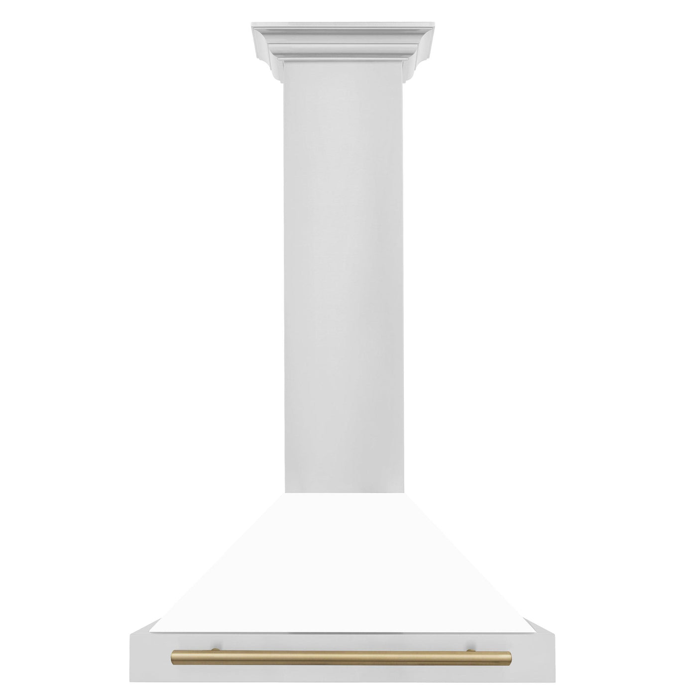 ZLINE 30 in. Autograph Edition Convertible Stainless Steel Range Hood with White Matte Shell and Champagne Bronze Accents (KB4STZ-WM30-CB) [Color: Champagne Bronze]