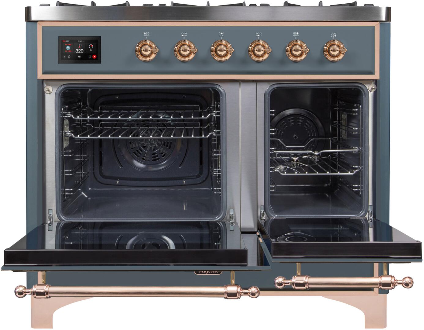 Majestic II 40 Inch Dual Fuel Natural Gas Freestanding Range in Blue Grey with Copper Trim