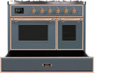 Majestic II 40 Inch Dual Fuel Natural Gas Freestanding Range in Blue Grey with Copper Trim